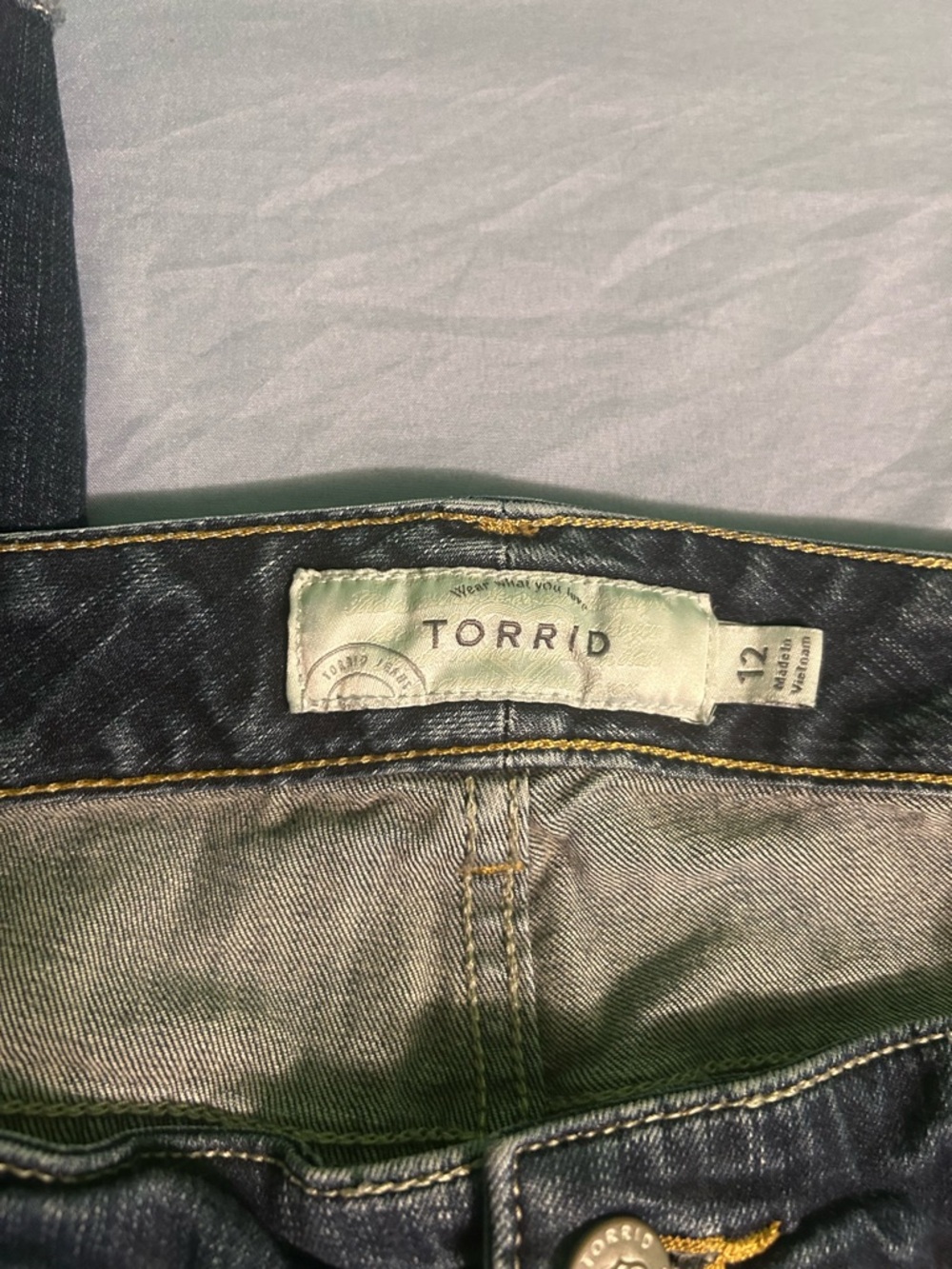 torrid Dark Blue Denim Jeans with Gold Stitching